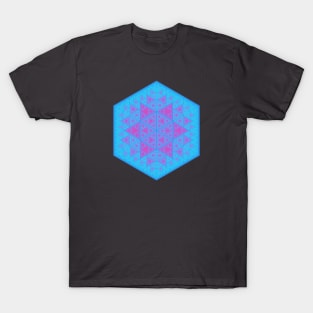 Neon turquoise pink sierpinski triangle star T-Shirt